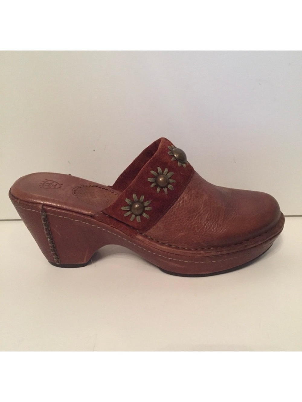 ARIAT SHOES CLOGS NEW MULES BROWN LEATHER WESTERN EMBELLISHED Size 10 UNWORN